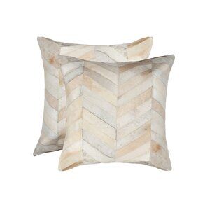 Natural Home Decor Torino Chevron Cowhide Pillow | 2-Piece | Natural | 18"x18"